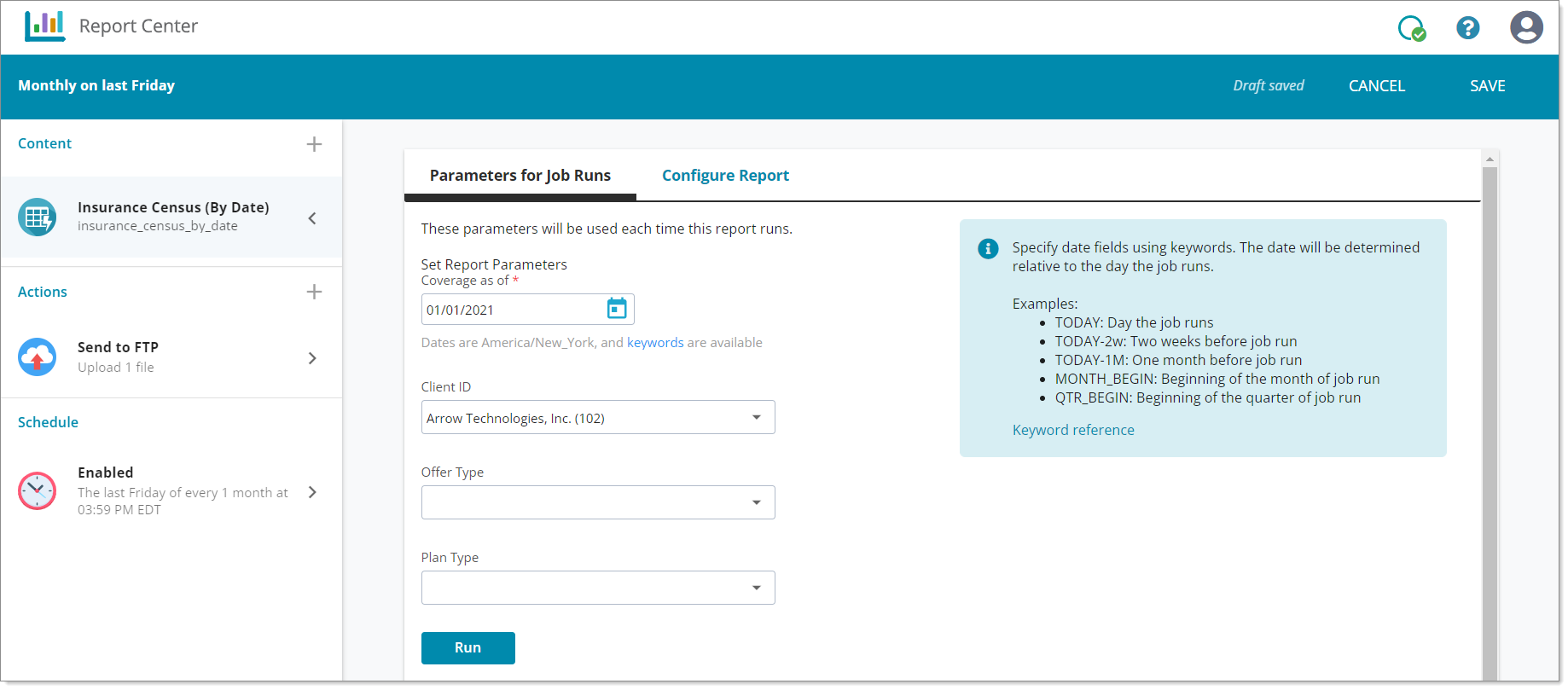 Scheduling Reports